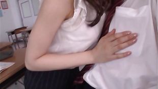 Beautiful eastern Arisu Miyuki wastes no time and strips while sucking hard dinky